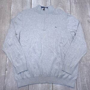 Vineyard Vines Quarter Zip Mens XXL Gray Cotton Whale Logo Pullover 1E0349